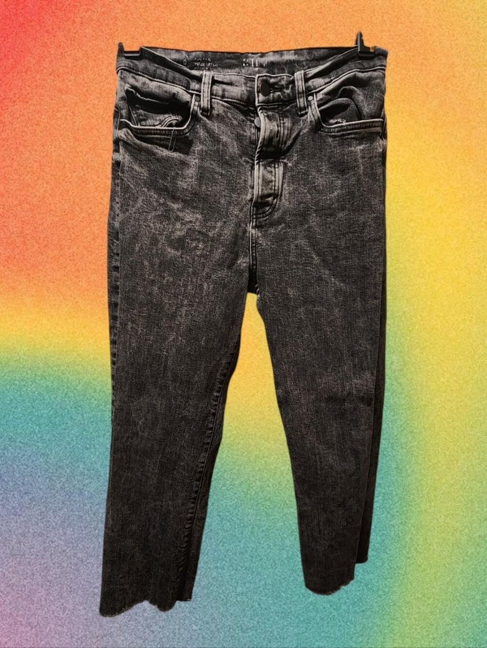 Womens Vintage Straight Leg Black Washed Jeans